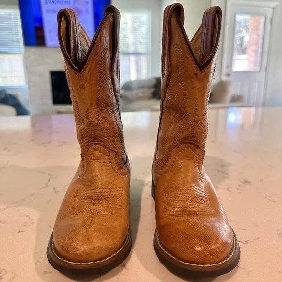 Brown Leather Cowboy Boots - Picture 1 of 4